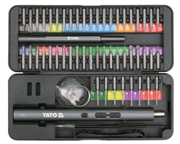 Викрутка акумуляторна прецизійна YATO YT-25770 3,7V з 56 насадками, 50 бітів
