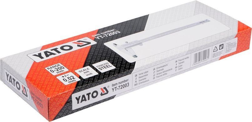 Профессиональный штангенциркуль 200мм Yato YT-72003