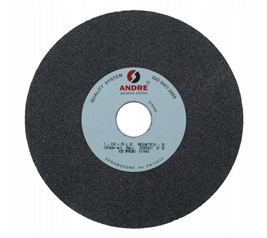 Шлифовальный круг плоский ANDRE 200×25×32 мм 98C60K7VC01-35, черный карбид кремния