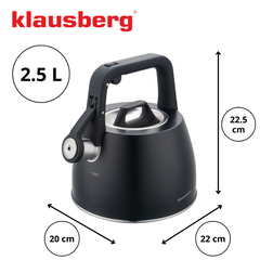 Чайник традиційний Klausberg 2.5 л чорний зі свистком