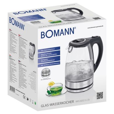 Електрочайник скляний 1.7 л Bomann WKS 6032