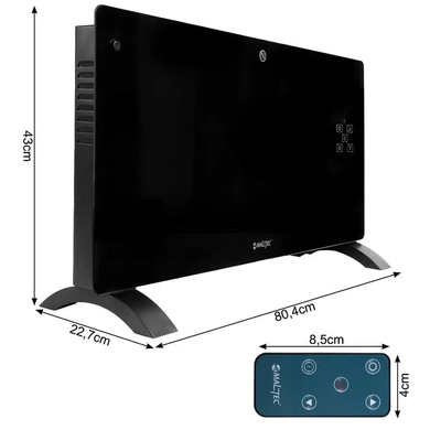 Скляний конвекторний обігрівач з Wi-Fi та термостатом чорний Мaltec Eco CH7000DWB