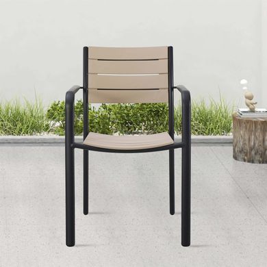 Стілець терасний MILO Black Beige металевий садовий штабельований 150 кг&nbsp;Bj&oslash;rkka