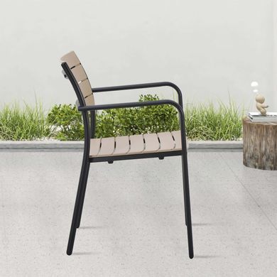 Стілець терасний MILO Black Beige металевий садовий штабельований 150 кг&nbsp;Bj&oslash;rkka