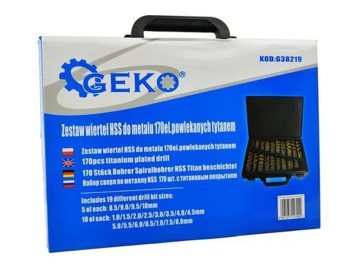 Набір свердлів титанових по металу 170 штук Geko G38219