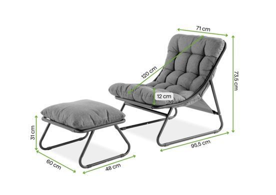 Садовый комплект кресло с пуфом бежевый VISTA RELAX Bj&oslash;rkka
