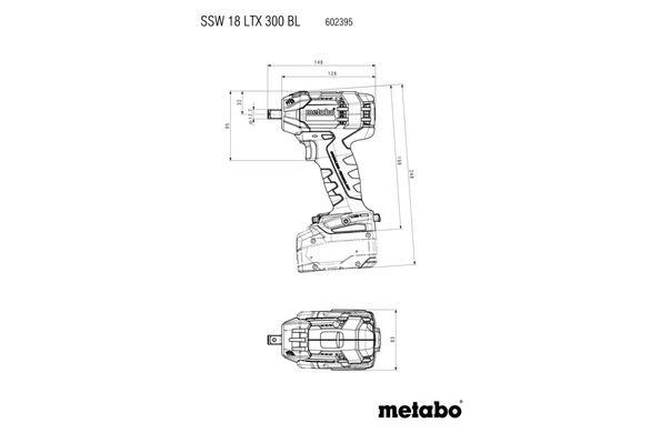 Акумуляторний ударний шуруповерт Metabo SSW 18 LTX 300 BL, 2 акб 18 В LiHD 4.0 Ah, з/в, кейс