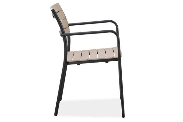 Стілець терасний MILO Black Beige металевий садовий штабельований 150 кг&nbsp;Bj&oslash;rkka