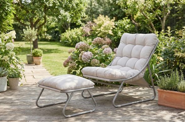 Садовый комплект кресло с пуфом бежевый VISTA RELAX Bj&oslash;rkka