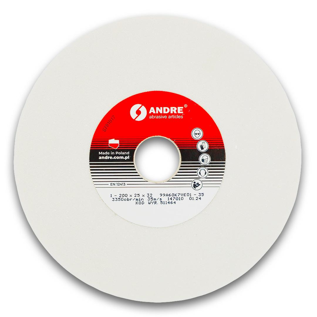 Шлифовальный круг ANDRE 200×25×32 мм 99A60K7VE01-35, белый электрокорунд, тип 1