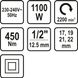 Гайковерт ударный сетевой STHOR 1/2" 1100 Вт 450 Нм + насадки 17, 19, 21, 22 мм