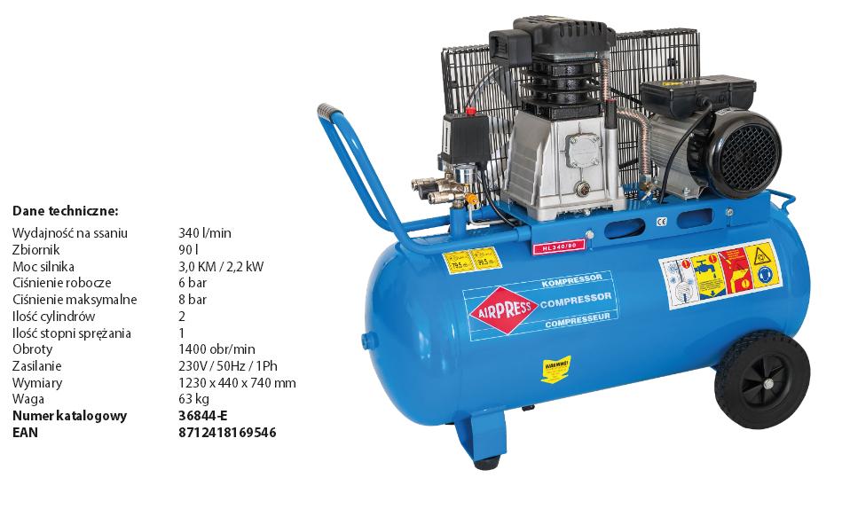 Компрессор Airpress 90 л 340 л/мин 2,2 кВт 10 бар HL340-90