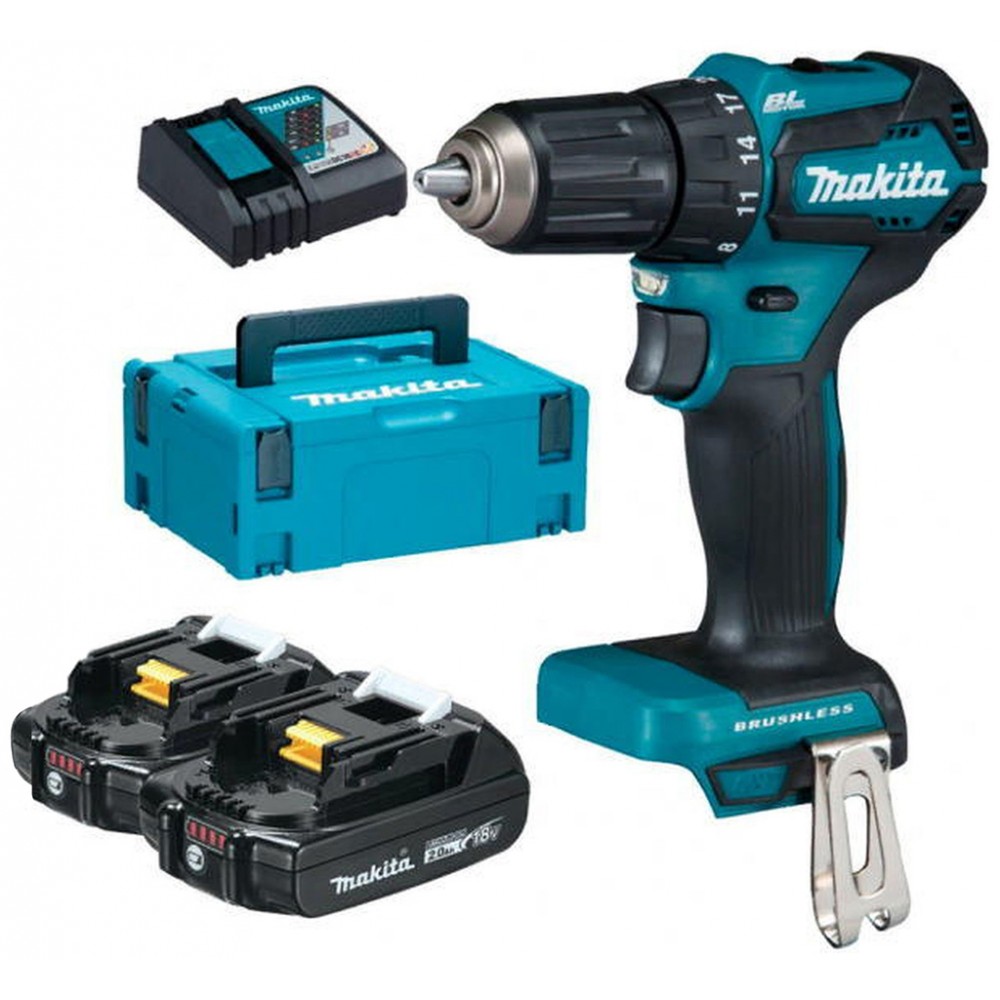 Шуруповерт Makita DDF485RAJ 18V, 50 Нм, два акумулятори 2,0 Ah у валізі