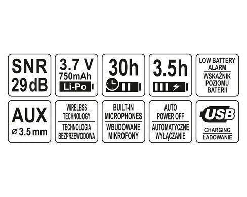 Электронные наушники Yato с Bluetooth