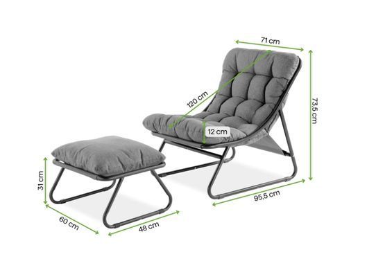 Садовий комплект крісло з пуфом VISTA RELAX темно-сірий Bj&oslash;rkka
