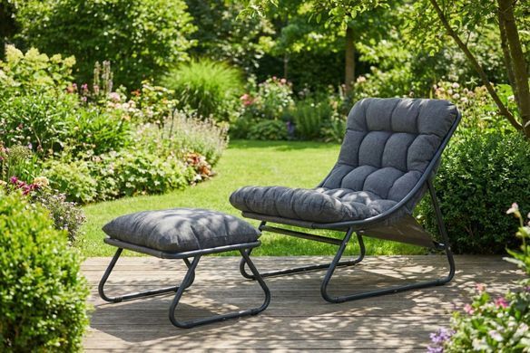 Садовий комплект крісло з пуфом VISTA RELAX темно-сірий Bj&oslash;rkka