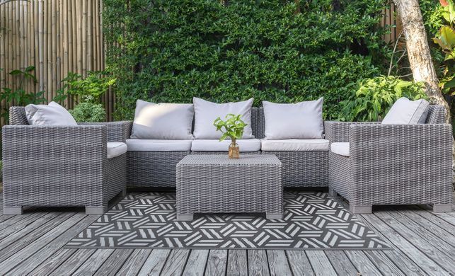 Килим для тераси та саду Opti Gray 120х180 см водостійкий поліпропілен MoodMe