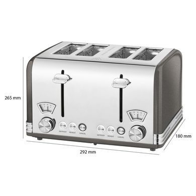Тостер 4 скибочки вінтаж 1630 Вт ProfiCook PC-TA 1194 сірий