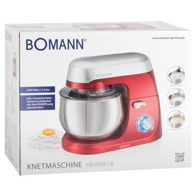 Кухонний комбайн 1000 Вт планетарний міксер 5 л Bomann KM 6009 CB червоний