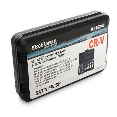 Набір біт та головок у кейсі Torx 30шт. Kraft&Dele KD10242