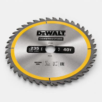 Пильный диск по дереву 235x30 мм 40 зубьев DeWALT CONSTRUCTION DT1955