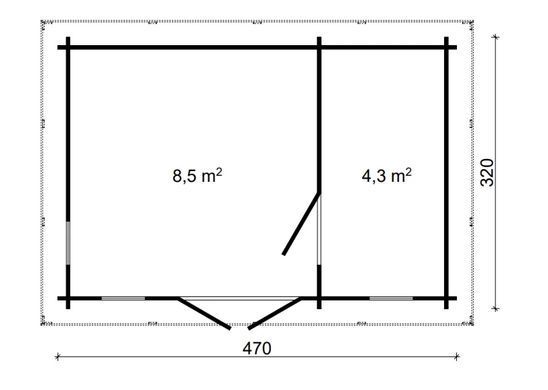 Будинок для відпочинку дерев'яний Zann 470x320 см із плоским дахом Nordenwood