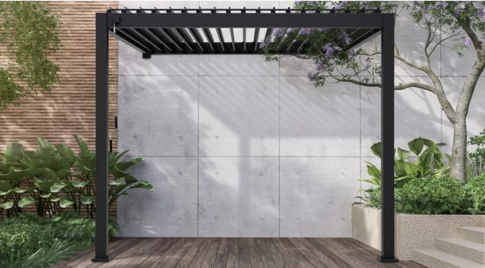 Садовая пристенная пергола 3x4 м Premium Wall антрацит Gutroof
