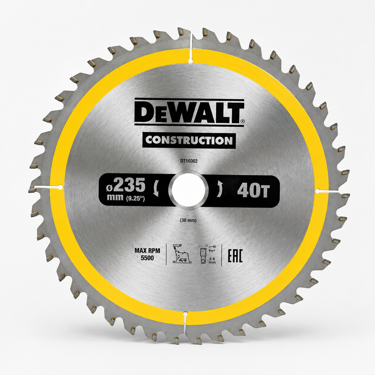 Пильный диск по дереву DeWALT 235x30 мм, 40 зубьев, CONSTRUCTION DT1955