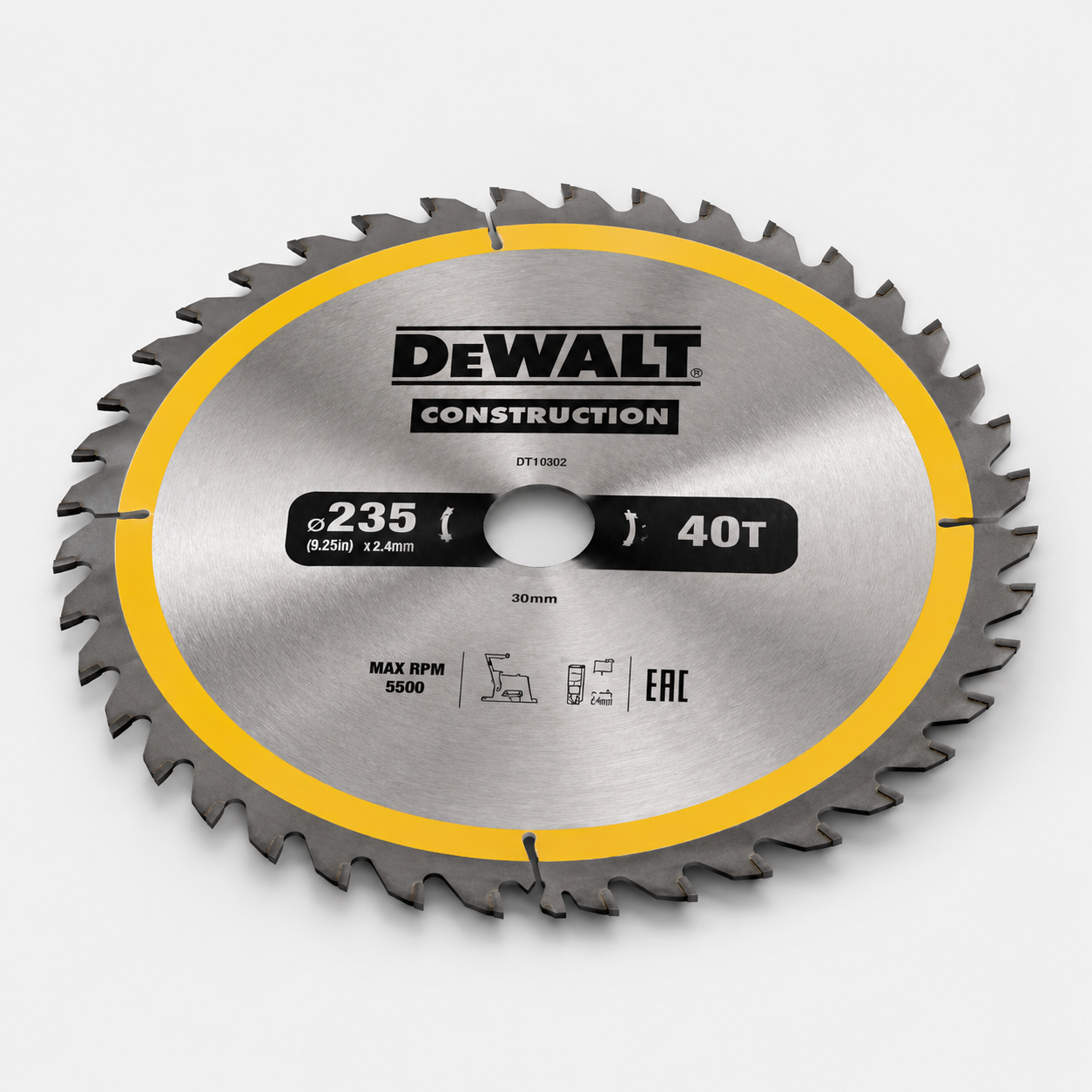 Пильный диск по дереву DeWALT 235x30 мм, 40 зубьев, CONSTRUCTION DT1955