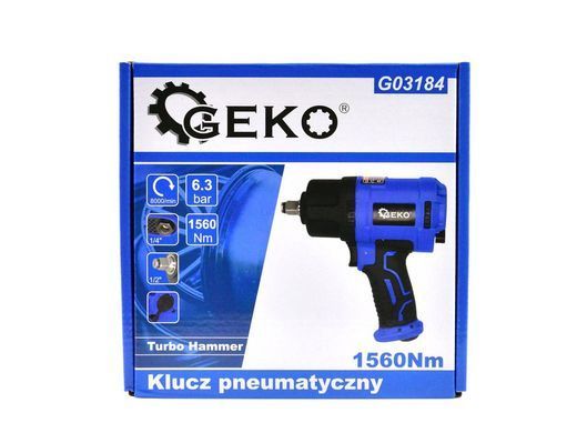 Пневматичний гайковерт з турбомолотом 1/2 дюйма Geko G03184