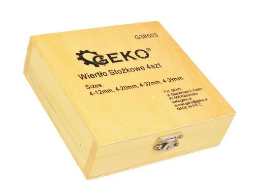 Набор сверл ступенчатых 4 шт Geko G38503