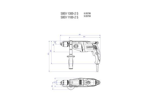 METABO ДРИЛЬ УДАРНА SBEV 1100-2 S 1100W 2-ПЕРЕДАЧІ ШВИДКОЗАТИСКНИЙ ПАТРОН
