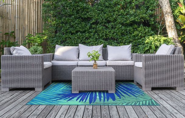 Килим для тераси Palma Blue 120х180 см поліпропіленовий водостійкий MoodMe