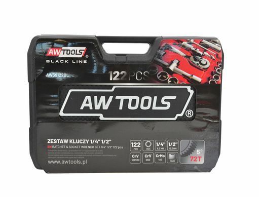 AWTOOLS НАБІР КЛЮЧІВ 122 ел. 1/2" / 1/4" BLACK LINE