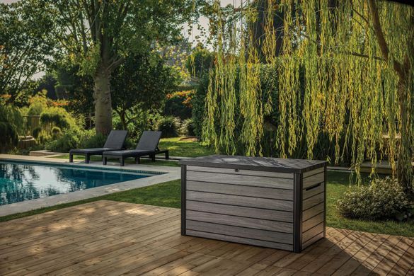 Садова скриня DECO DEC BOX 870 л з ефектом дерева Storm Grey Keter