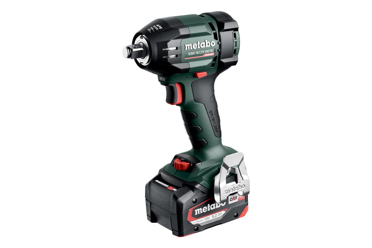 Гайковёрт ударный аккумуляторный Metabo SSW 18 LTX 550 BL, 550 Нм, 2x5,2 Ач