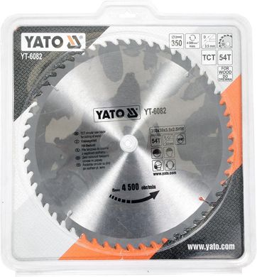Yato пиляльний диск 350x30 мм, 54-зубця 6082