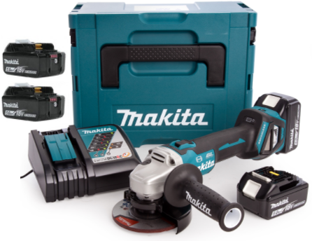 Болгарка аккумуляторная Makita DGA513RT3J 18V 125 мм, 3 аккумулятора 5 Ач, кейс MakPac