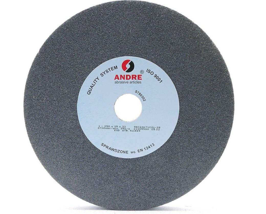 Круг шлифовальный ANDRE 250×25×32 мм, зерно 98C60, карбид кремния черный, тип 1