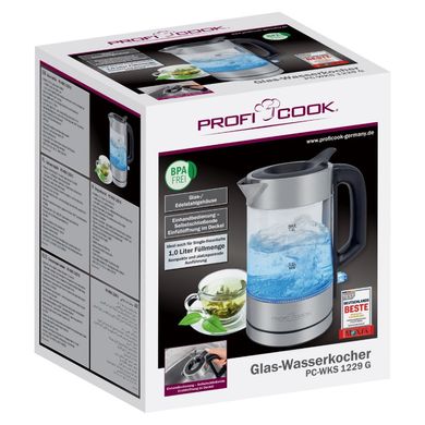 Електричний скляний чайник 1,0 л ProfiCook PC-WKS 1229 G