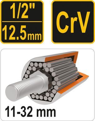 Головка торцевая универсальная VOREL 1/2" М11-32 х 85 мм