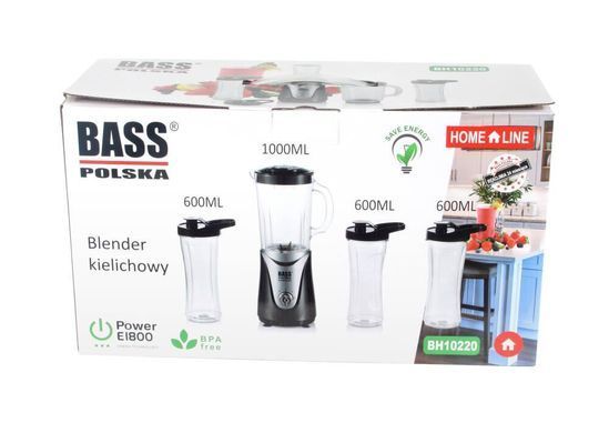 Фитнес блендер в комплекте с бутылками для воды 3 шт. Bass Polska BH 10220