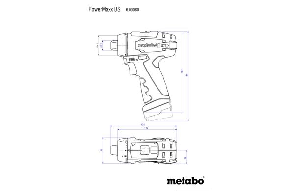 Акумуляторний дриль-шуруповерт Metabo Powermaxx BS Basic Set, 2 акб 10,8 В Li-Power 2.0 Ah, з/в, кейс