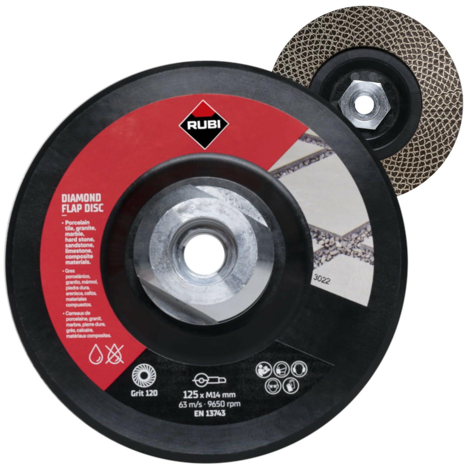 Алмазный эластичный диск Rubi 125 мм M14, зернистость 100/120 Flap Disc