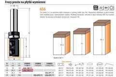 CMT Фреза HM D=19 I=28,3 L=68,5 S=8 Z=2 со сменными пластинами, верхний подшипник