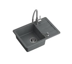 Кухонна мийка+ гнучкий змішувач з дозатором Quadron ZPS6244SZ3623500BL Pronto Smart (сірий)
