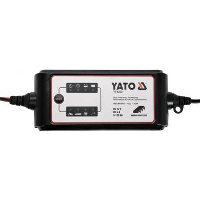 Перетворювач напруги Yato з мережі AC 230 В в 12 В DC для зарядки акумуляторів; 4 А, 5-120 Ач