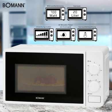 Мікрохвильова піч 20 л 700 Вт Bomann MW 6014 CB біла