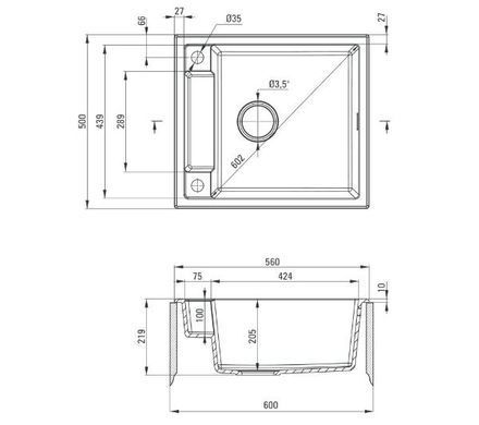 Кухонна мийка Deante Magnetic ZRM N103 чорний - граніт,&nbsp;вбудовується в стільницю