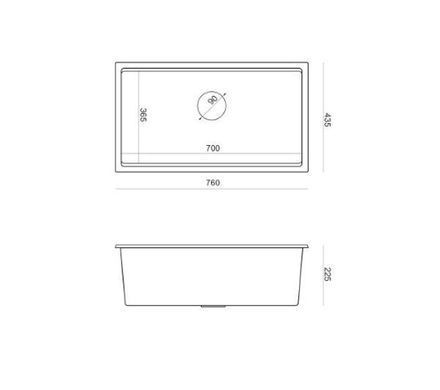 Кухонная мойка Quadron BM7643221U-GR-BS Clark 760 бетон - гранит, встраиваемая/подвесная